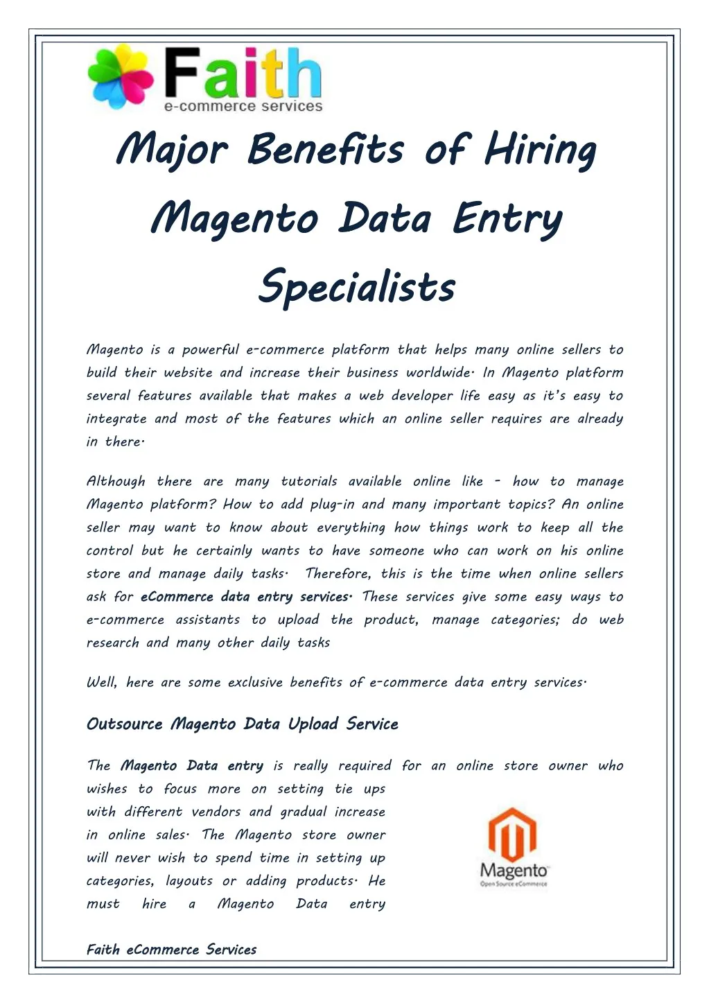 major benefits of hiring magento data entry