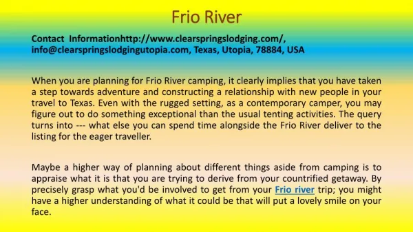 Interesting Facts I Bet You Never Knew About Frio River