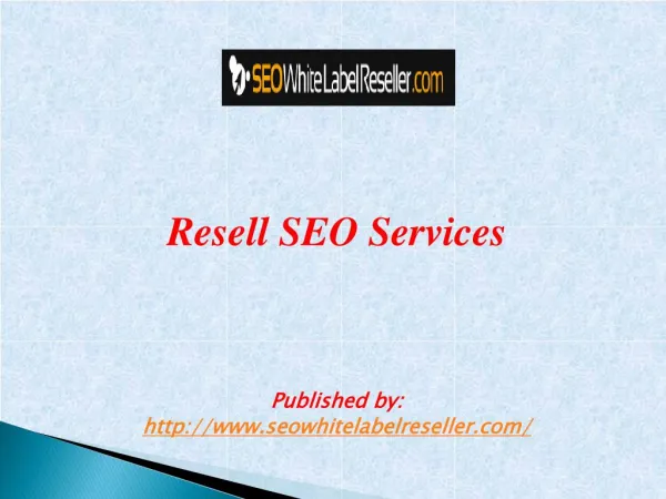 Resell SEO Services