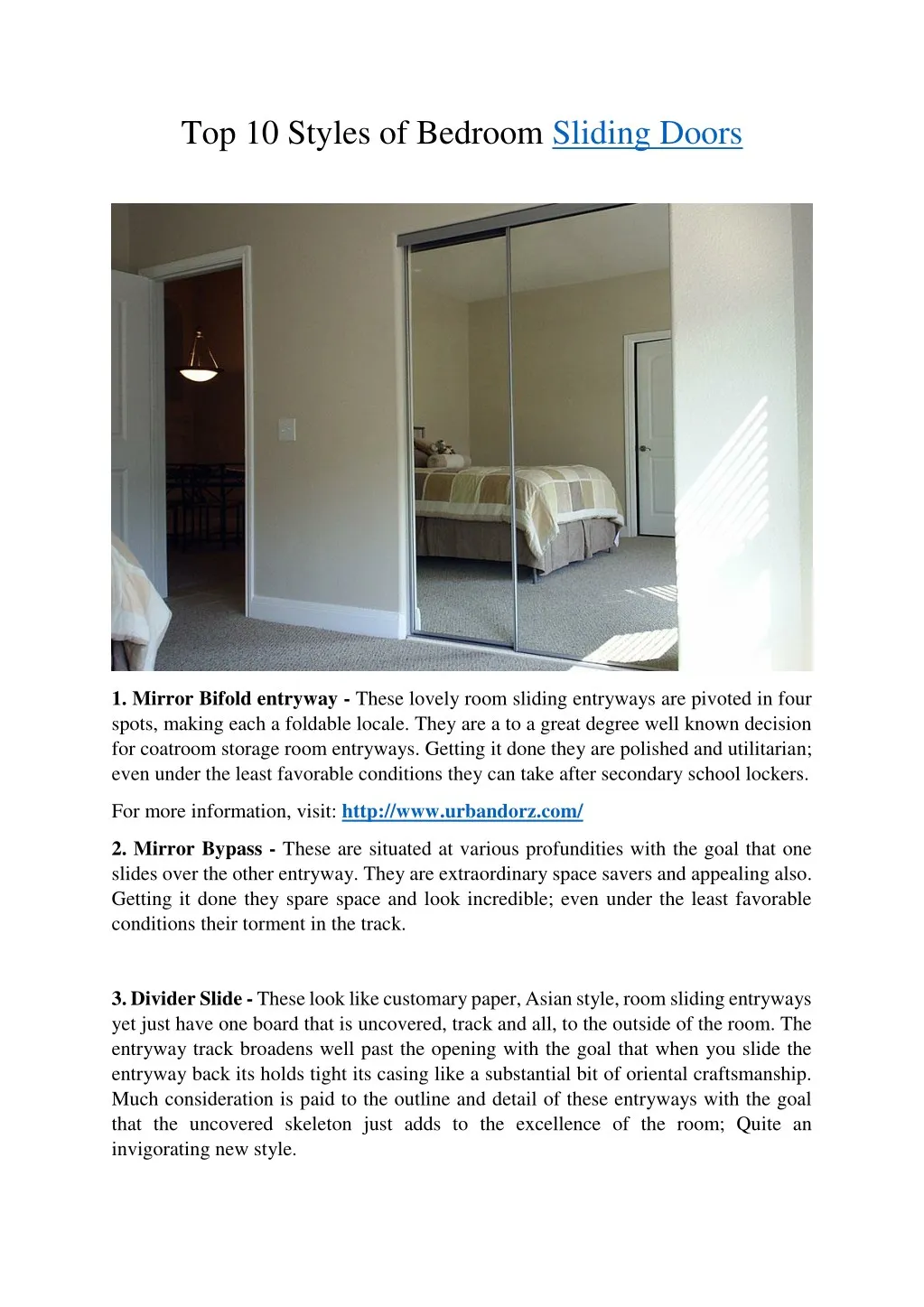 top 10 styles of bedroom sliding doors