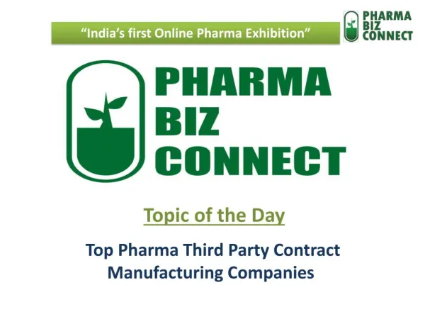 Top Pharma Third Party Contract Manufacturing Companies - PharmaBizConnect
