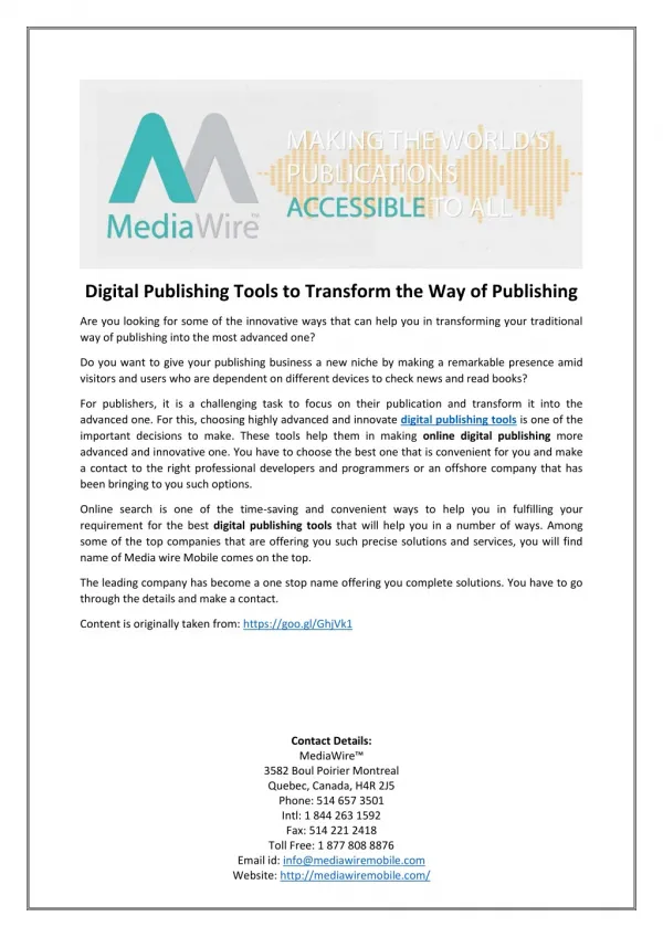 Digital Publishing Tools to Transform the Way of Publishing