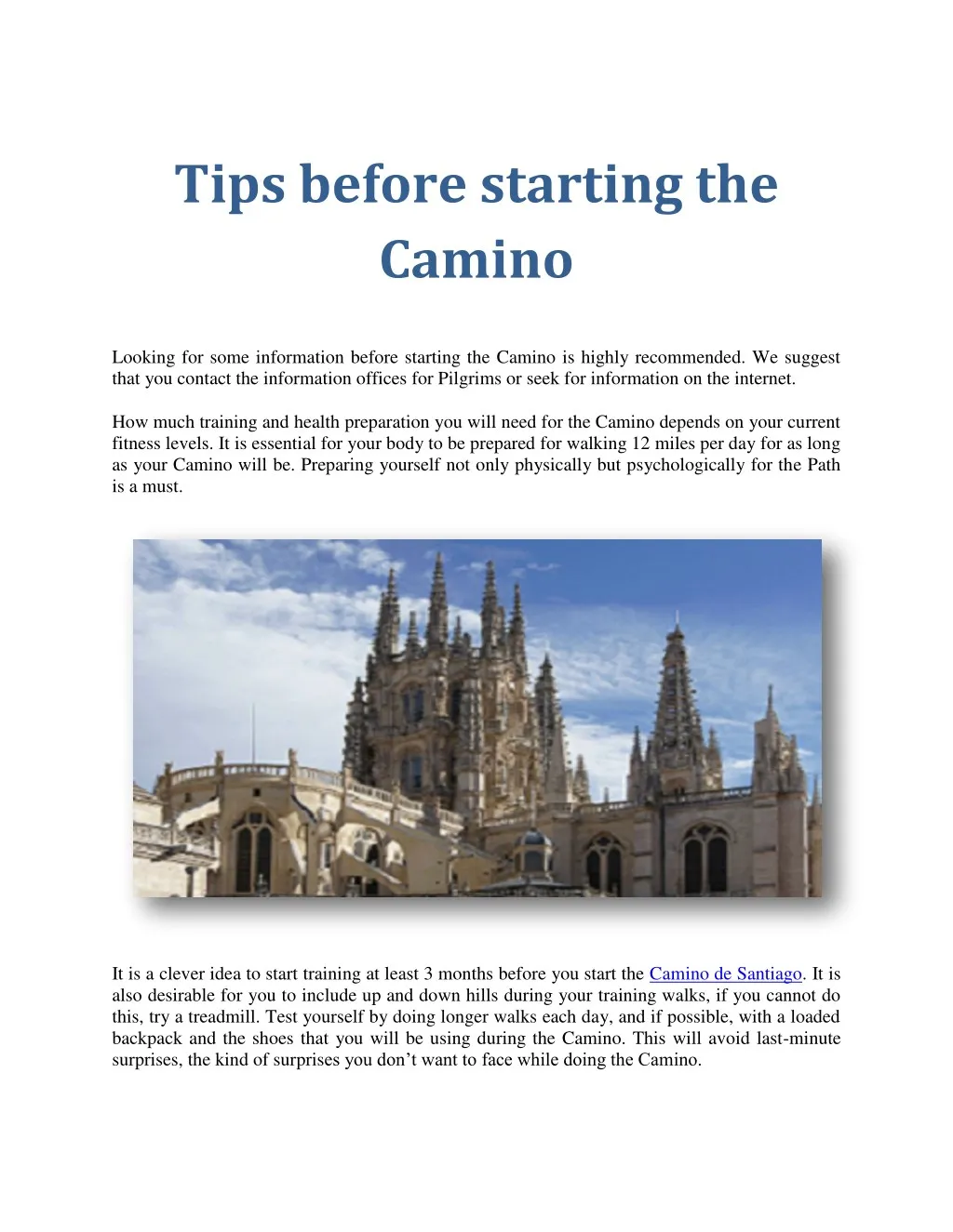 tips before starting the camino