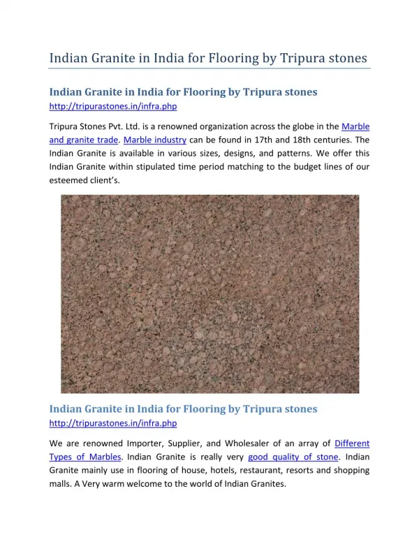 Indian Granite in India for Flooring by Tripura stones