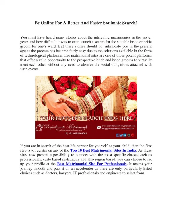 Top 10 Best Matrimonial Sites In India