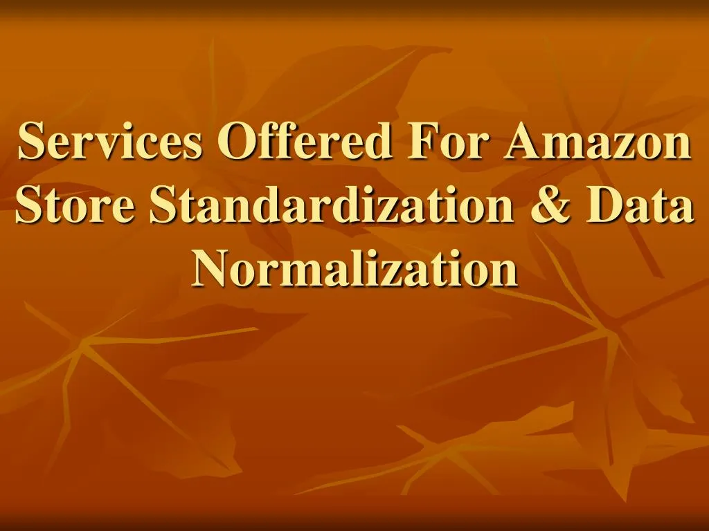 services offered for amazon store standardization data normalization