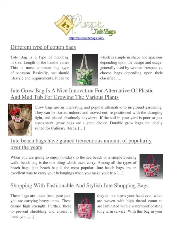 Jute Bag, Cotton Bag & Non-woven bag Exporter & Manufacturer from India