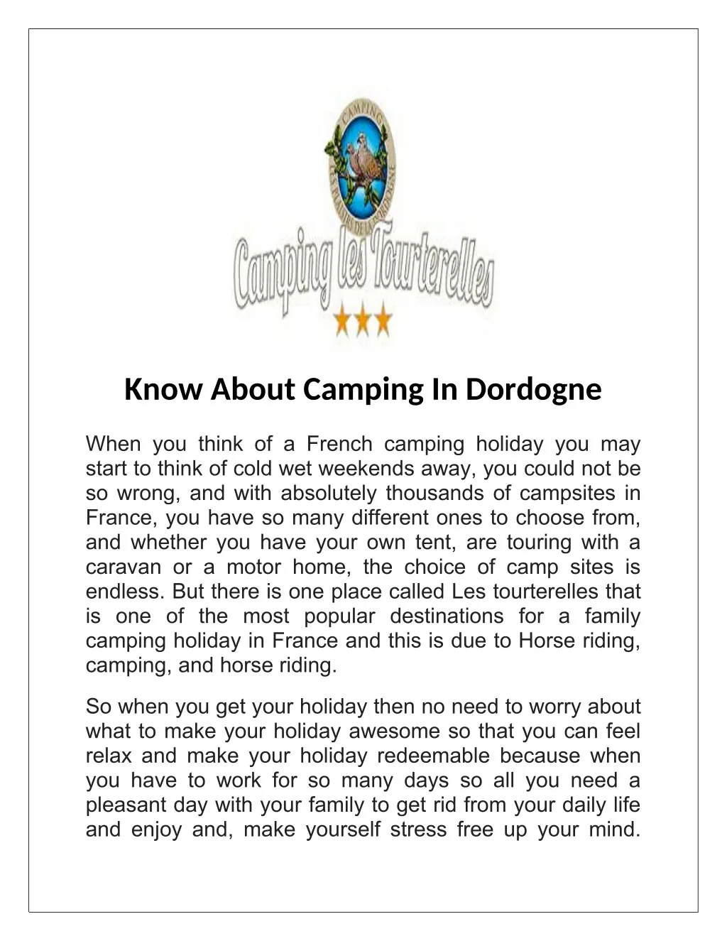 know about camping in dordogne