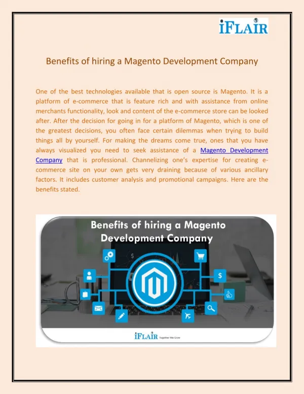 Benefits of hiring a Magento Development Company