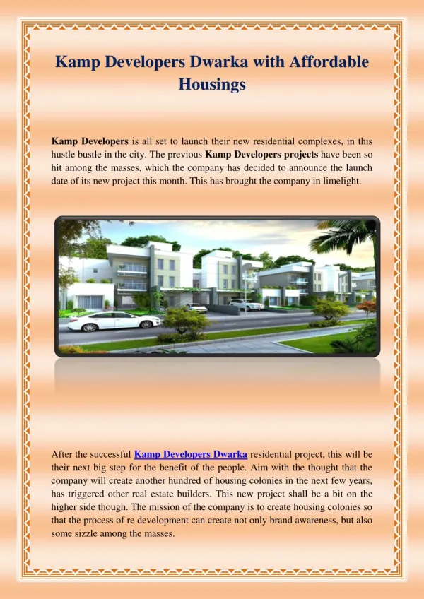 kamp developers project dwarka with affordable housings