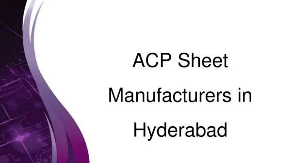 Acp Sheet Manufacturer in India