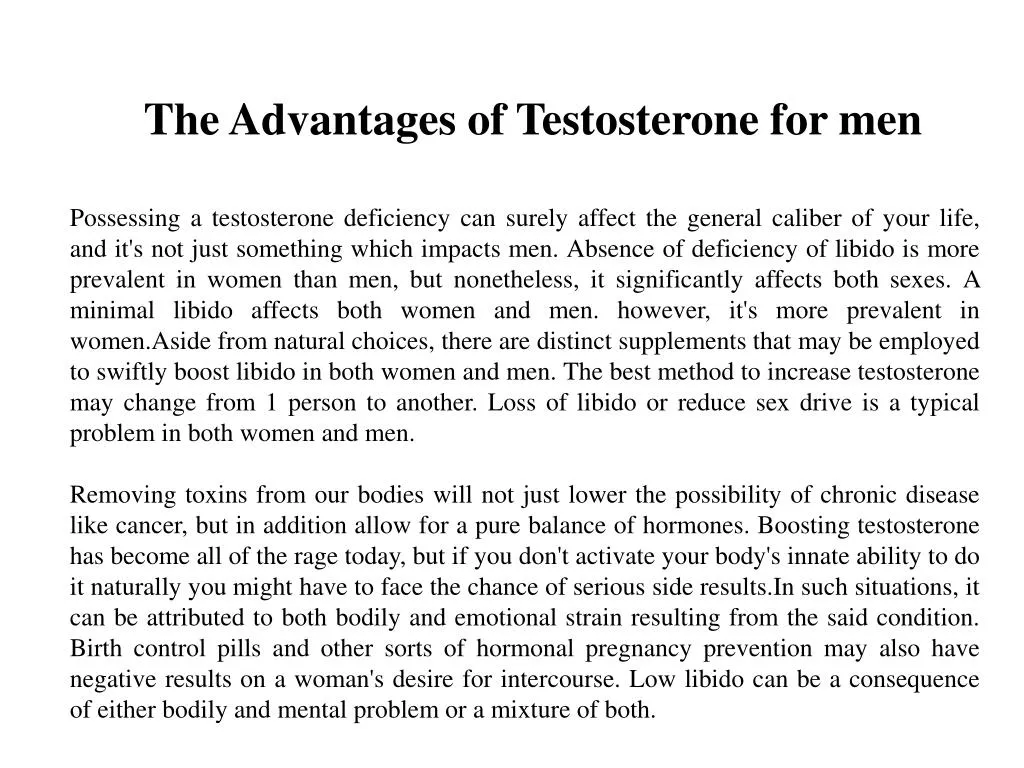 the advantages of testosterone for men
