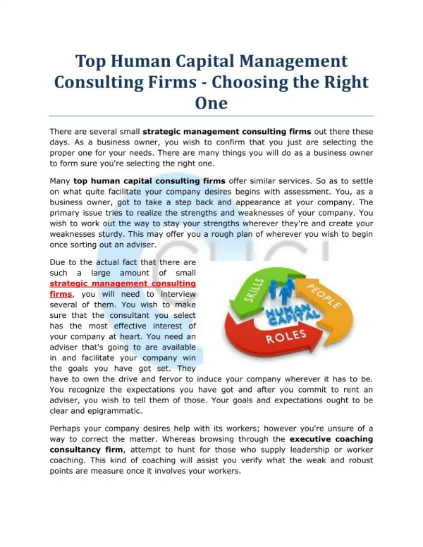 Top Human Capital Management Consulting Firms - Choosing the Right One