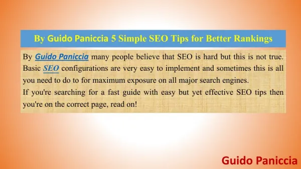 Guido Paniccia Talking about 5 Simple SEO Tips