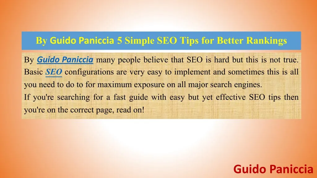 by guido paniccia 5 simple seo tips for better