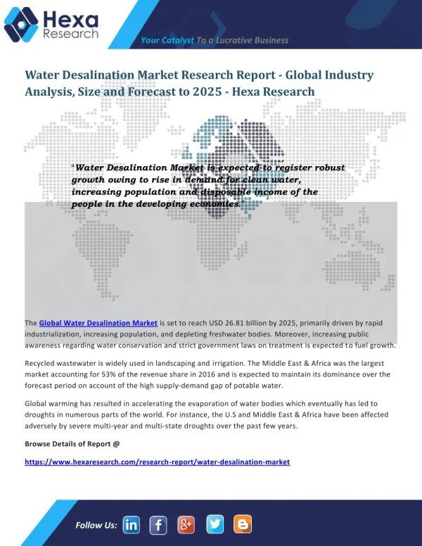 Water Desalination Market Research Report - Global Industry Analysis