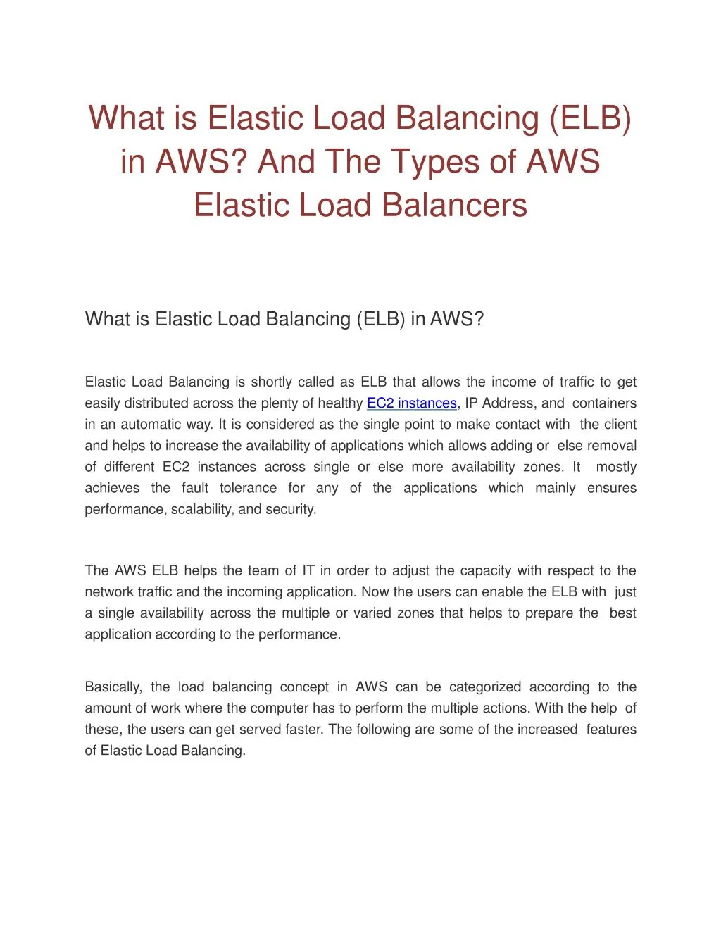 what is elastic load balancing elb in aws and the types of aws elastic load balancers