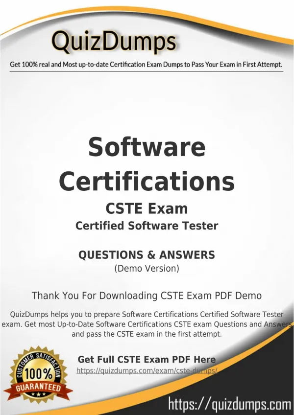 CSTE Exam Dumps - Pass with CSTE Dumps PDF [2018]