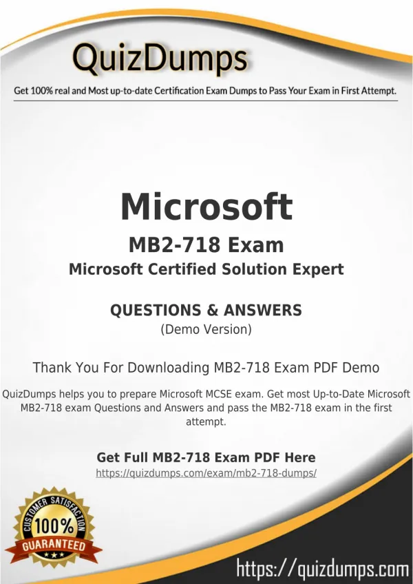 MB2-718 Exam Dumps - Actual MB2-718 Dumps PDF [2018]