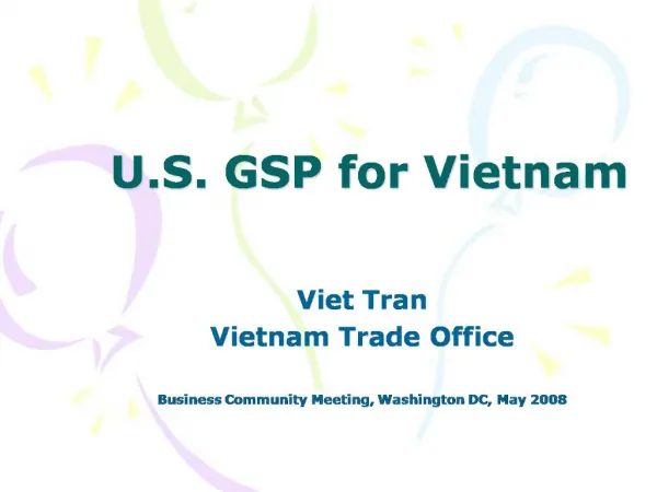 U.S. GSP for Vietnam