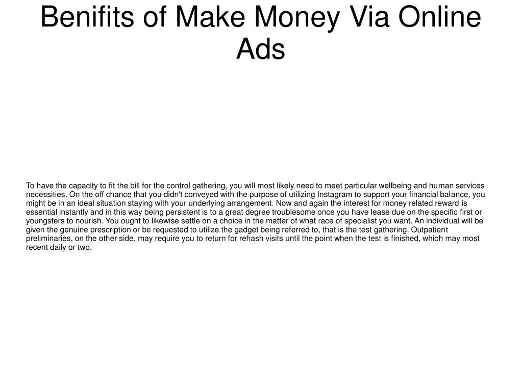benifits of make money via online ads