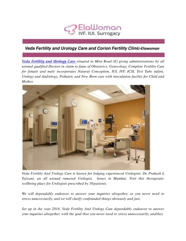 Veda Fertility and Urology Care and Corion Fertility Clinic