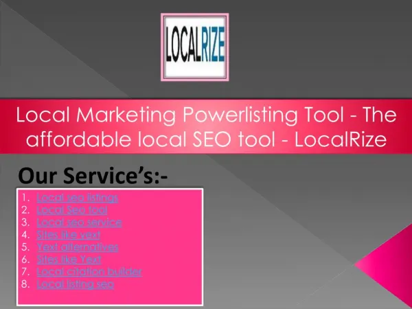 Local Marketing Powerlisting Tool - The affordable local SEO tool - LocalRize
