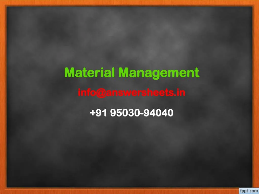 material management info@answersheets in 91 95030 94040