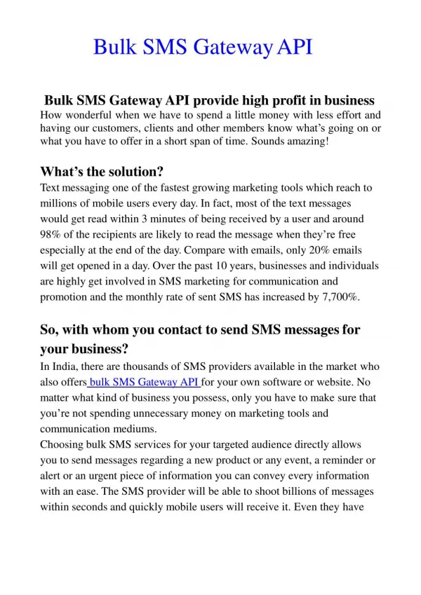 bulk sms gateway api