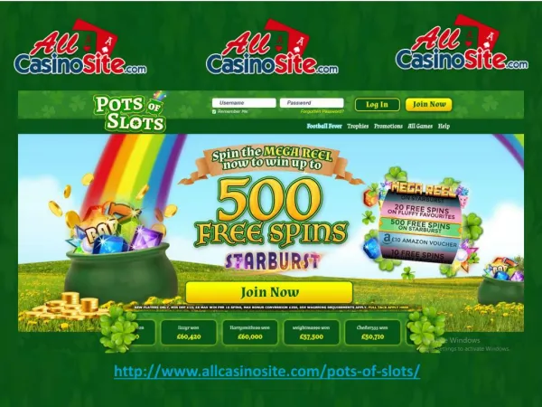 Pots of Slots - Win up to 500 Free Spins on Starburst - Best UK Slots Casino Site
