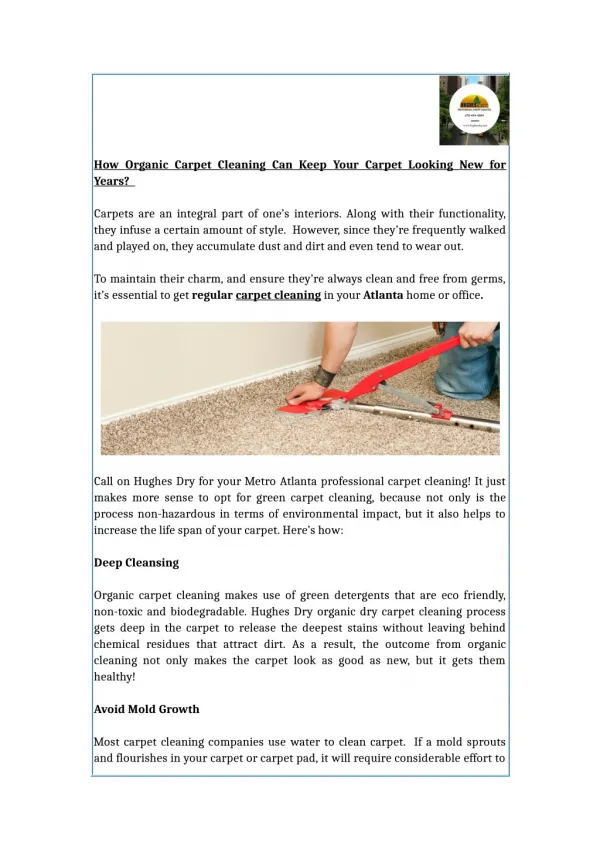 How Organic Carpet Cleaning Can Keep Your Carpet Looking New for Years