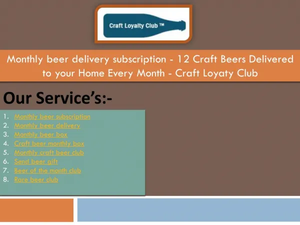 Monthly beer delivery subscription - 12 Craft Beers Delivered to your Home Every Month - Craft Loyaty Club