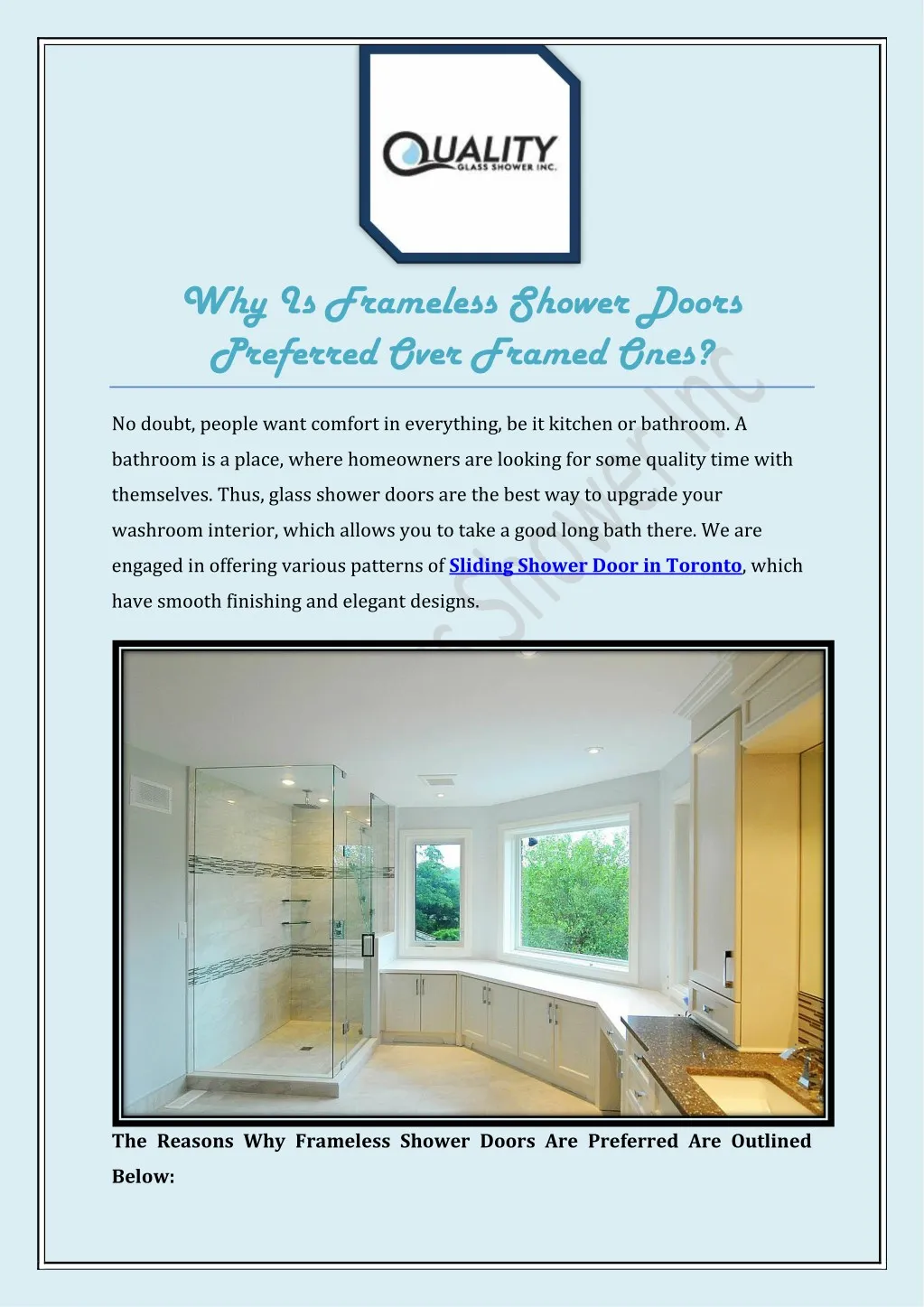 why is frameless shower doors preferred over