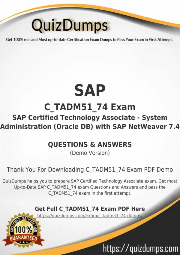 C_TADM51_74 Exam Dumps - Prepare C_TADM51_74 Dumps PDF [2018]