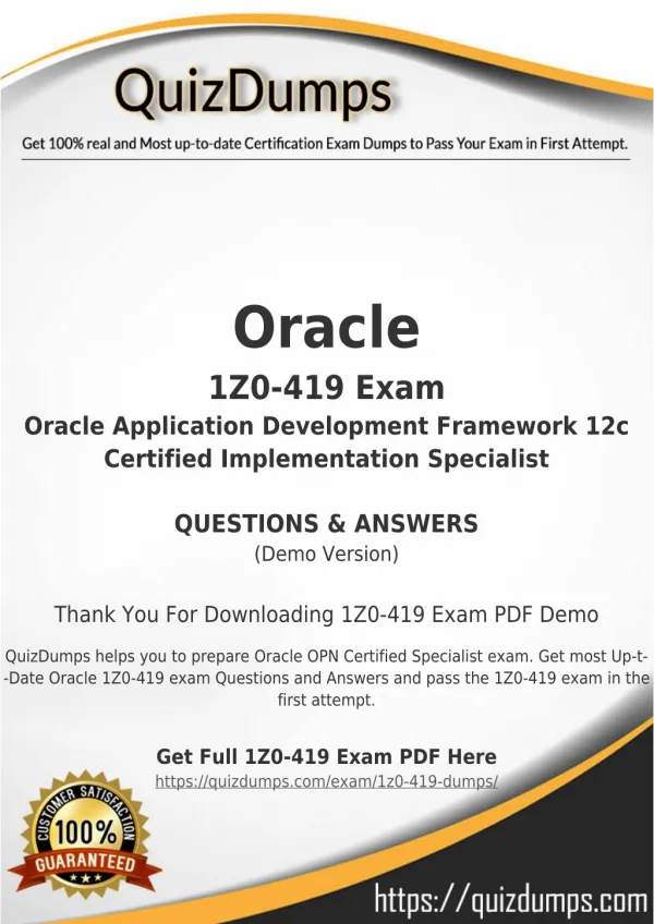 1Z0-419 Exam Dumps - Pass with 1Z0-419 Dumps PDF