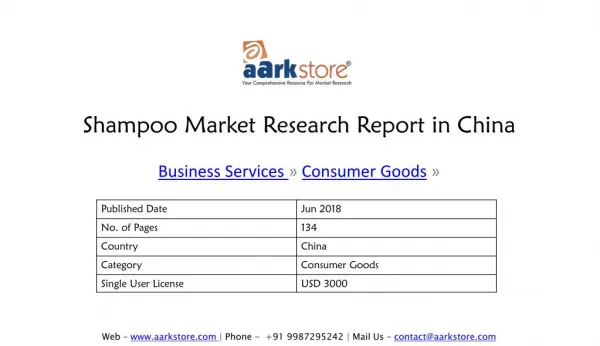 Shampoo Market Research Report in China | Aarkstore