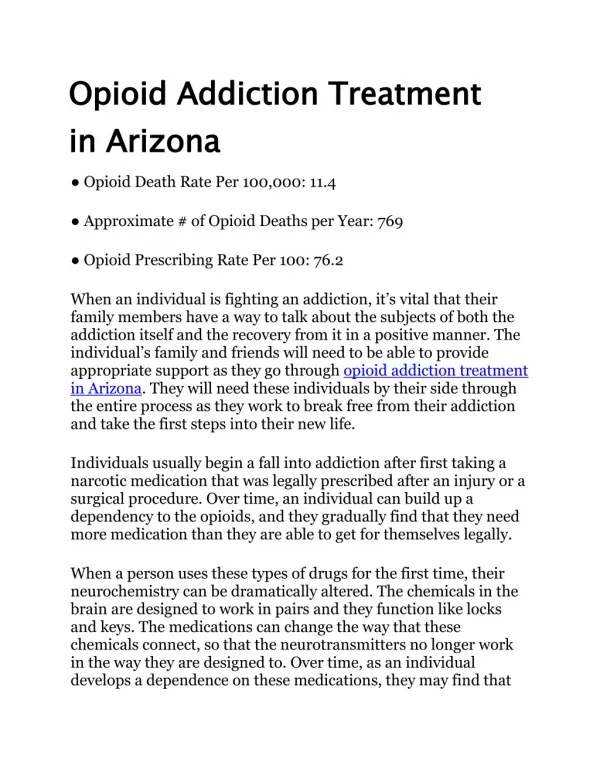 opioid Addiction treatment in Arizona