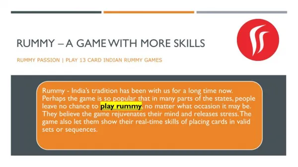 Rummy - A Game with More Skills