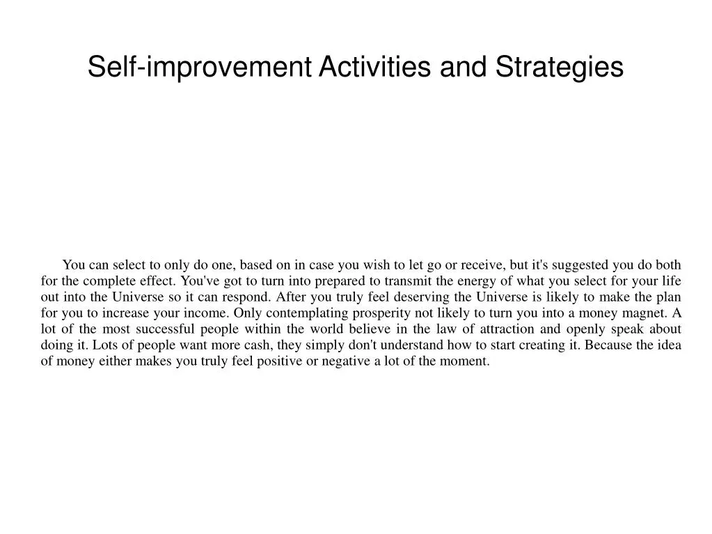 self improvement activities and strategies