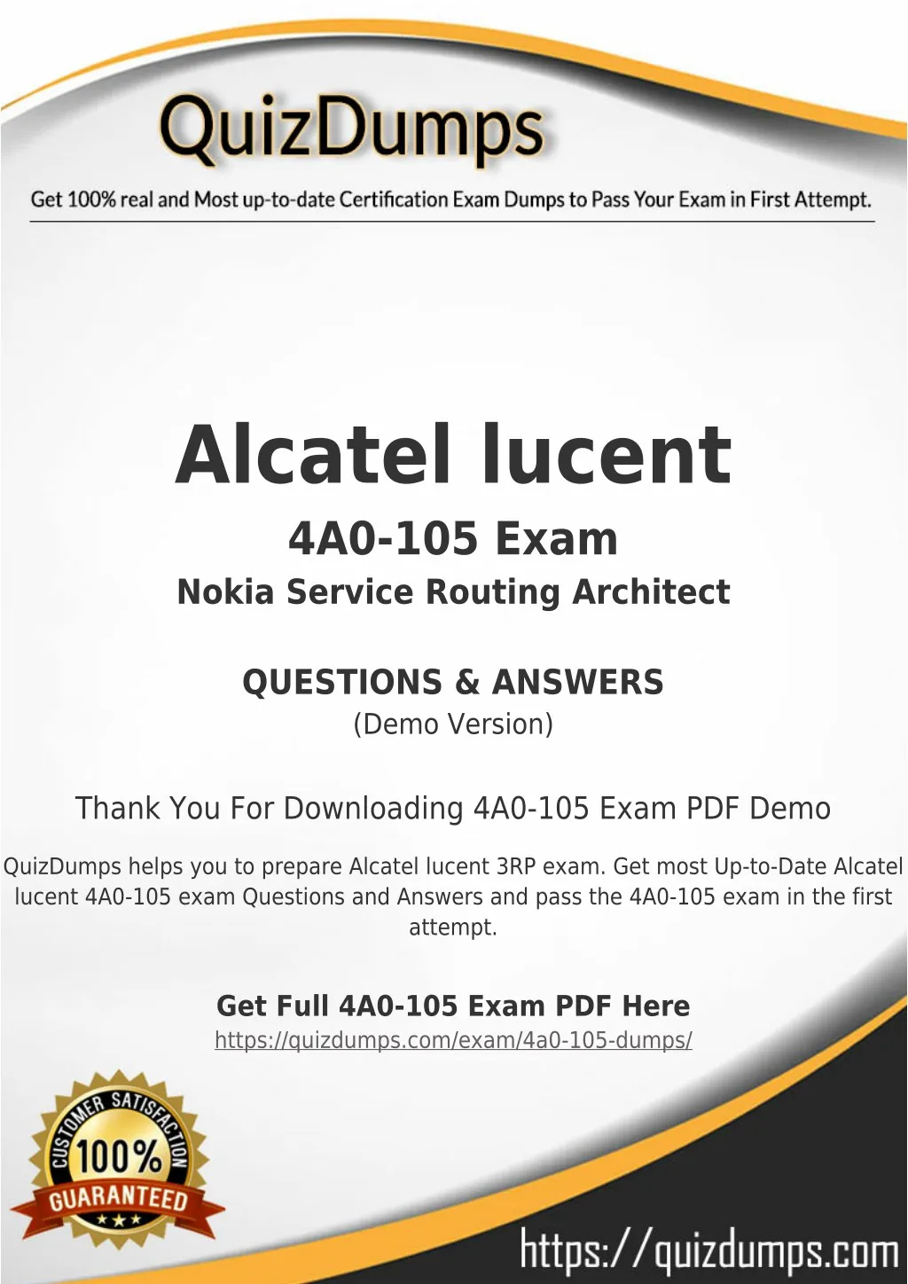 alcatel lucent 4a0 105 exam nokia service routing