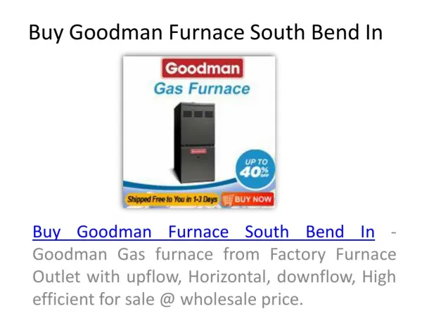 Goodman Furnace Factory Direct - TheFurnaceOutlet