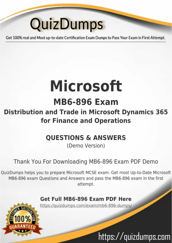 MB6-896 Exam Dumps - Download MB6-896 Dumps PDF [2018]