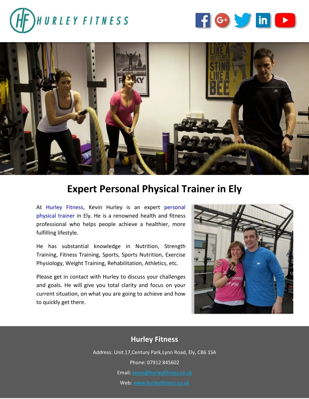 expert personal physical trainer in ely