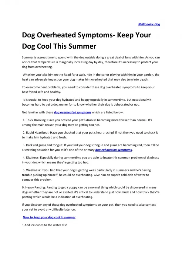 Dog Overheated Symptoms-KEEP YOUR DOG COOL THIS SUMMER