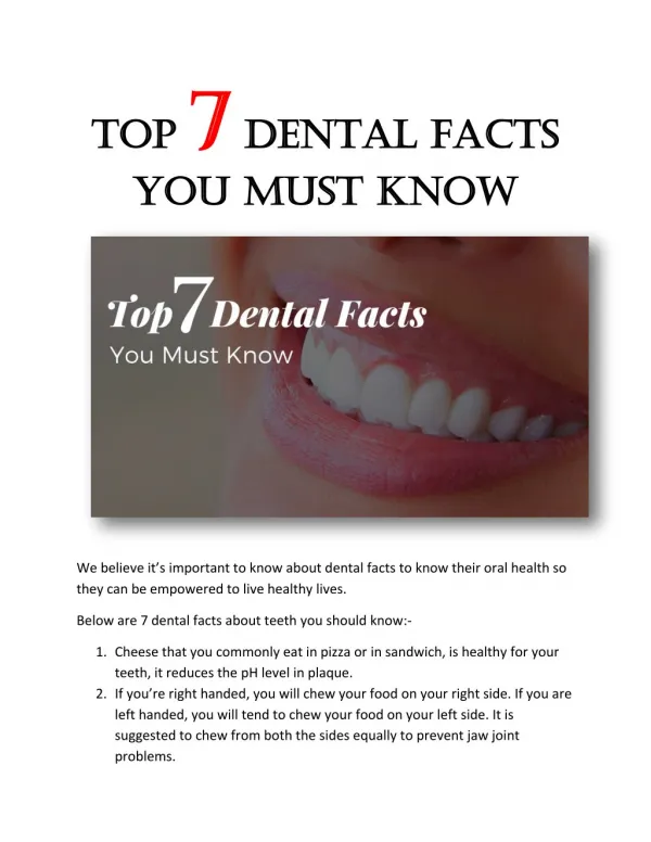 Top 7 Dental Facts You Must Know