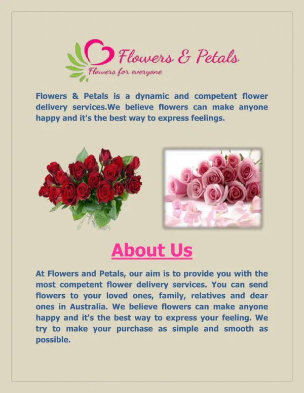 Online Florist Australia - Flowers And Petals