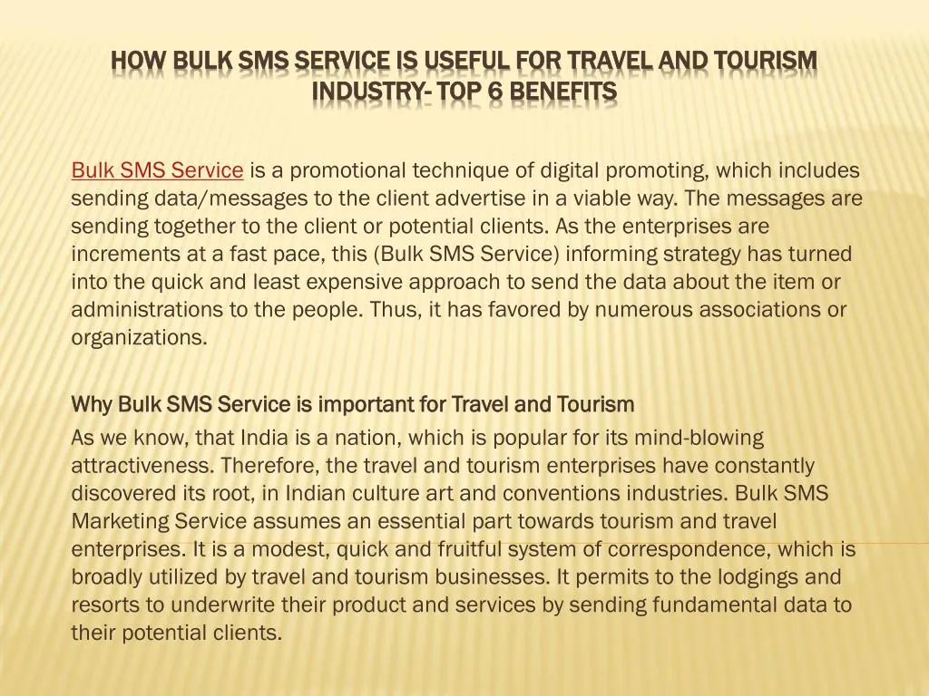 how bulk sms service is useful for travel and tourism industry top 6 benefits