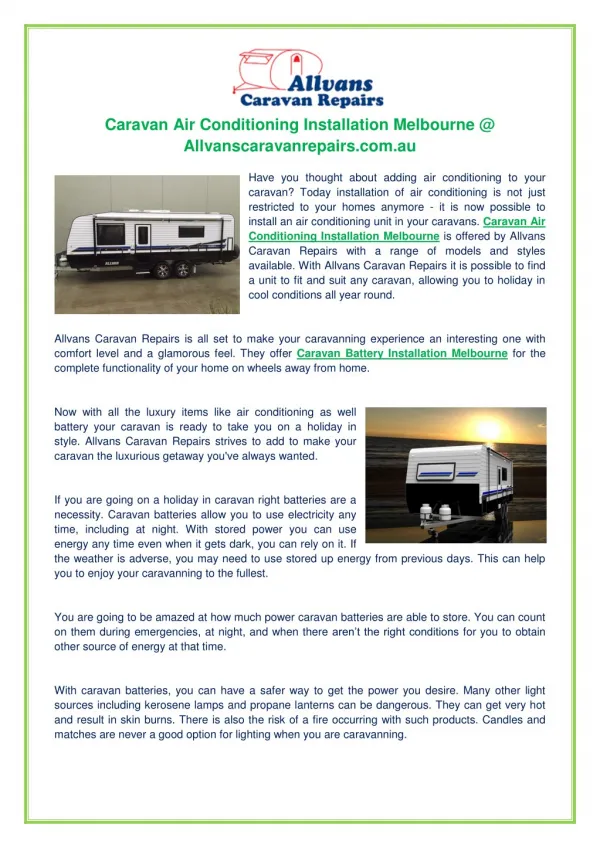 Caravan Air Conditioning Installation Melbourne