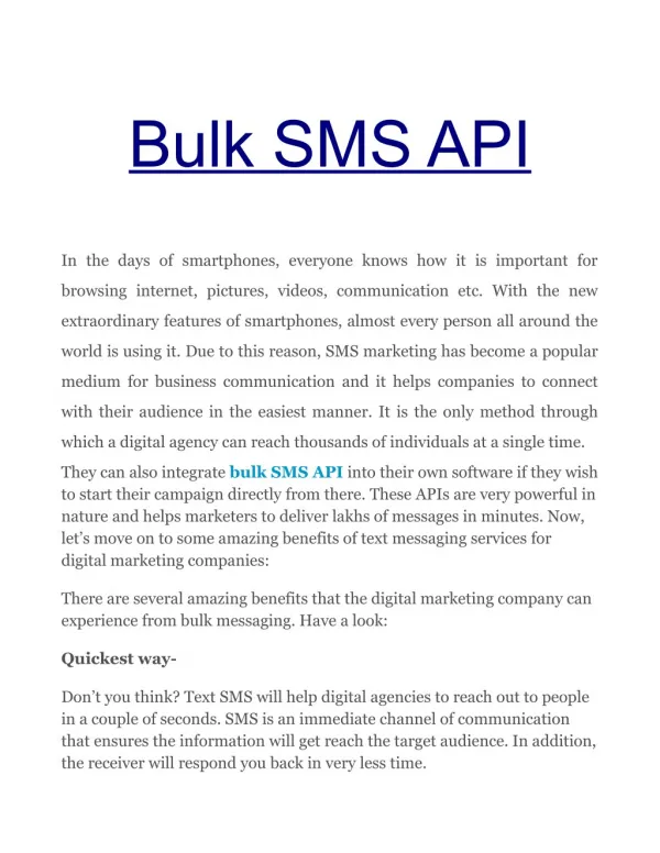 Bulk SMS API for Digital Companies