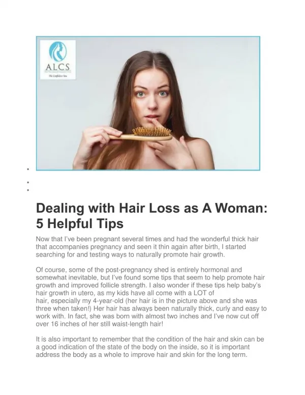 Dealing with Hair Loss as A Woman: 5 Helpful Tips